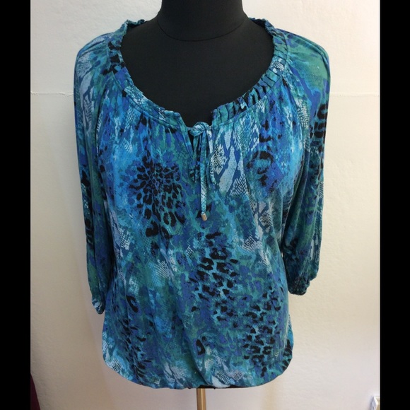 Blue/green Avenue print top