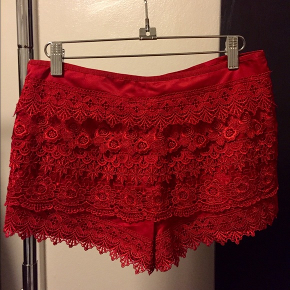 Red Lace Shorts