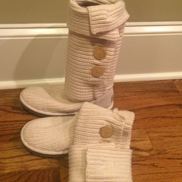 Cream tall knit UGG boots