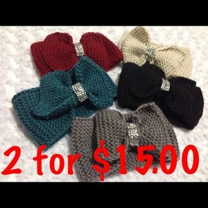 Bow handmade Headwarmers with a bling