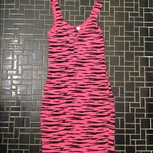 Stretchy pink and black zebra print dress