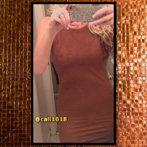 LAST 1🌺HOST PICK🌺Camel Faux Suede Bodycon Dress - Picture 3 of 4