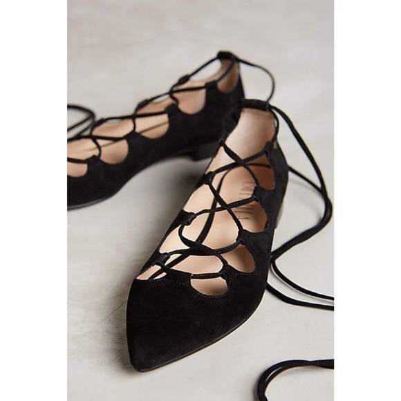 ✨NEW✨ Suede Lace-Up Ballerina Flats - Picture 2 of 3