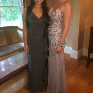 Lilac grey formal dress with detailed beading