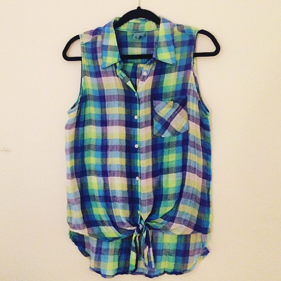 C&C California Sleeveless Plaid Top