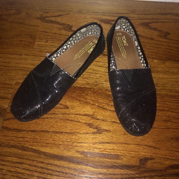 Black sparkly TOMS