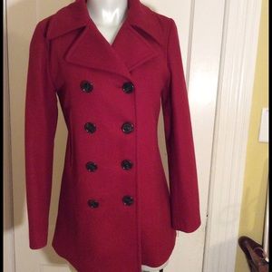 Red J. Crew pea coat