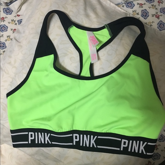 VS PINK neon green sports bra