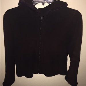 Zipper Hoodie Sweater Jacket With Faux Fur