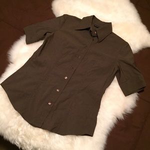 Brand New NewYork&Co. Brown Button-Up Top, Small