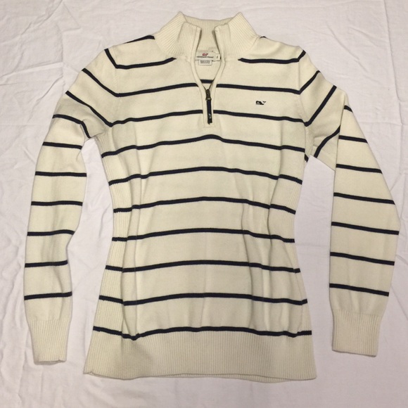 Women's Small stripe cotton quarter zip