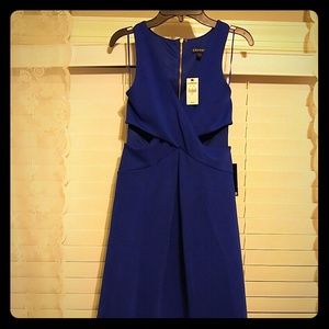 Express Beautiful Blue Dress with Cut Outs