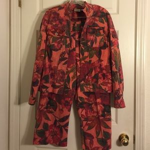 Chico's floral denim jacket with pants