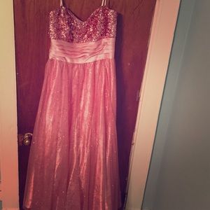Pink sequenced dress.