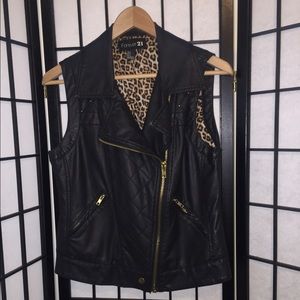 Black faux-leather vest
