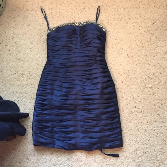 Navy blue strapless prom dress - Picture 1 of 4