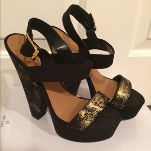 Shoe Cult by Nasty Gal Black and Gold Platforms.