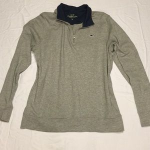 Boys jersey quarter zip grey and navy