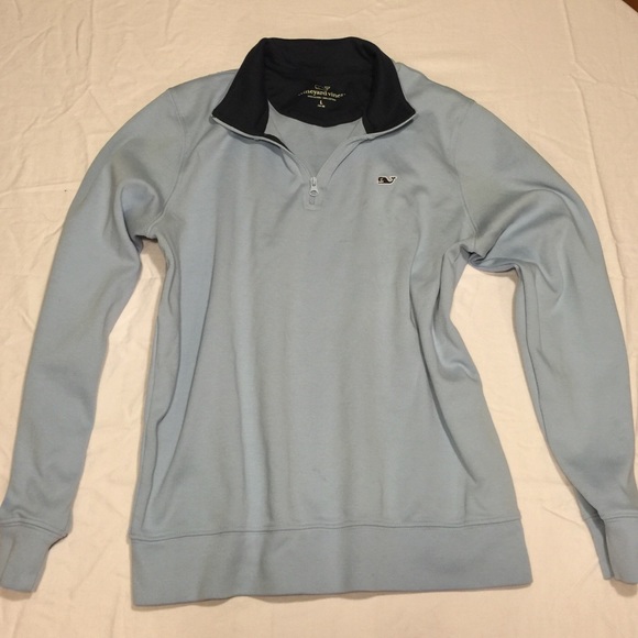 Boys light blue jersey quarter zip size Large