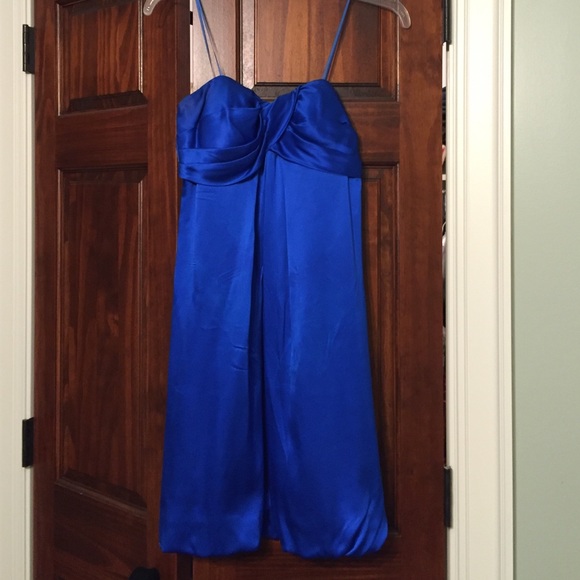 Royal blue strapless cache dress