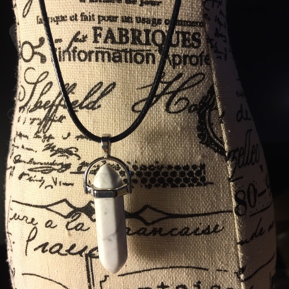 White Stonehenge black rubber necklace