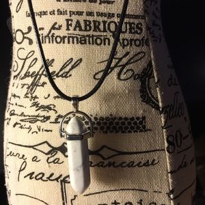 White Stonehenge black rubber necklace