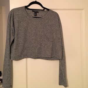 Grey Long Sleeve Crop Top