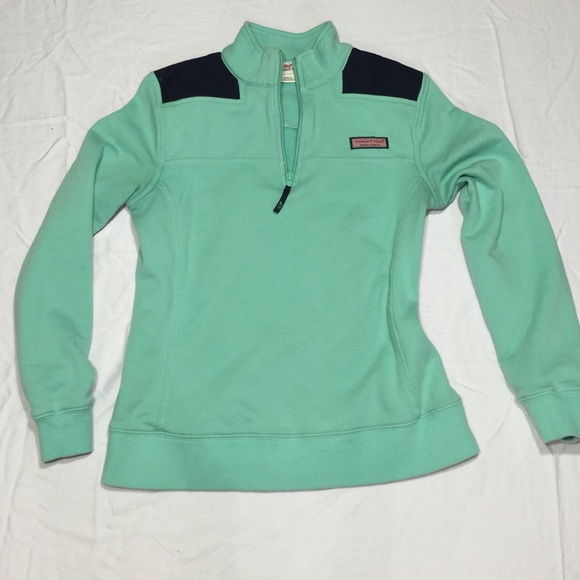 Women's XS shep shirt. Mint green and navy