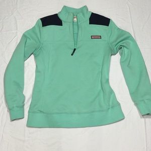 Women's XS shep shirt. Mint green and navy