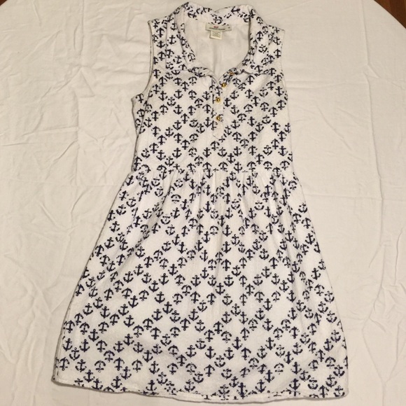 Girls size 14 Navy and white anchor dress