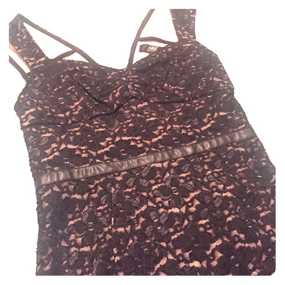 ABS black lace knee-length dress
