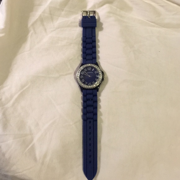Navy banded jewel encrusted watch