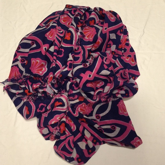 Vineyardvines Navy, pink and white shell scarf