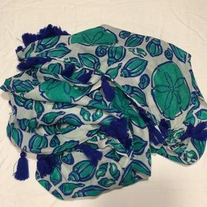 Vineyardvines white navy and turquoise scarf