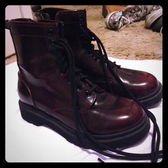 Deep Red Target Combat Boots