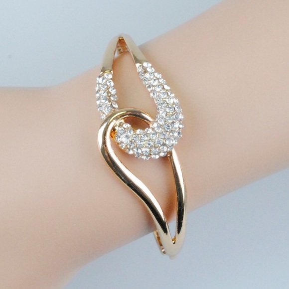 Gold Plated Bangle with Rhinestones