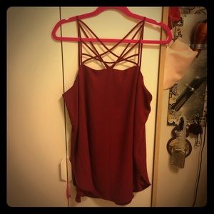 Express lattice neck tank top