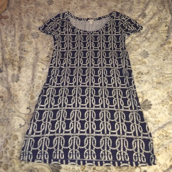 J.Crew navy dress with white rope-like detail