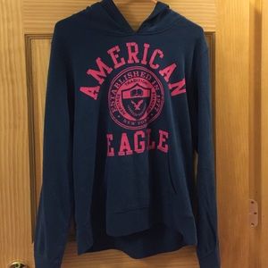 Pink and Navy American Eagle Hoodie