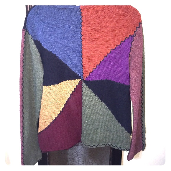 Curio Sweaters - Vintage COLOR BLOCK sweater/Polka Dot Rain Boots