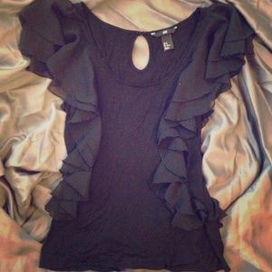 H&M Black ruffle top.
