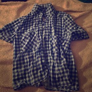 Plaid shirt crop-top(ish) shirt