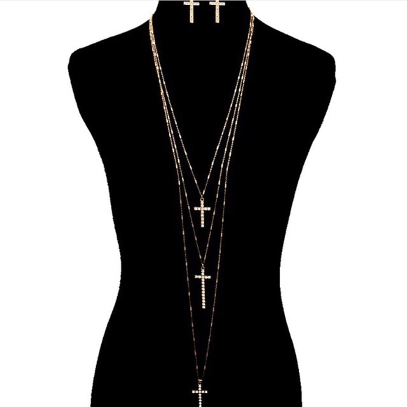 Triple Cross necklace Set - Picture 1 of 1