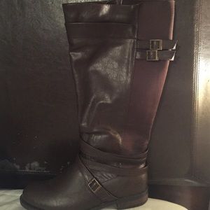 Brown knee high boots