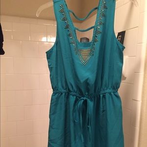 Teal and gold dress