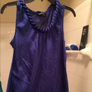 Royal blue sleeveless top with braided neckline