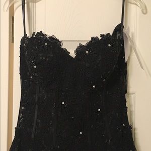 Jovani formal black lace appliqué gown