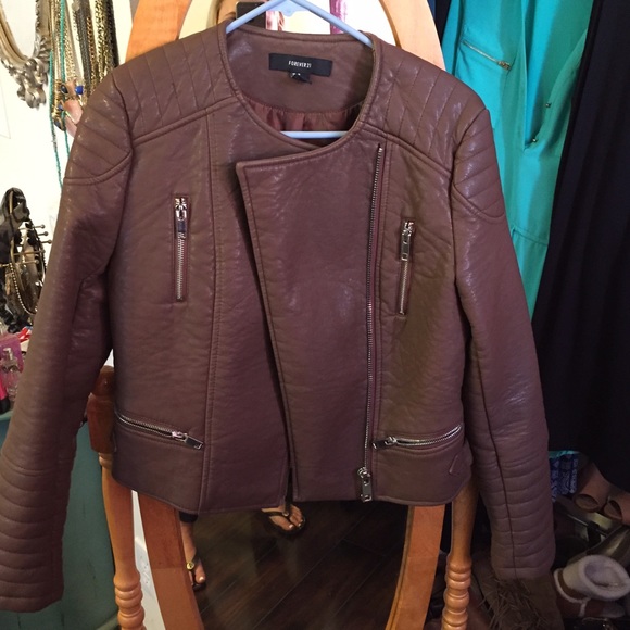 Practically new brown leather Moto jacket!