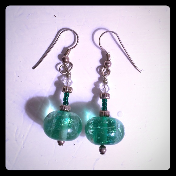 Green beaded earrings
