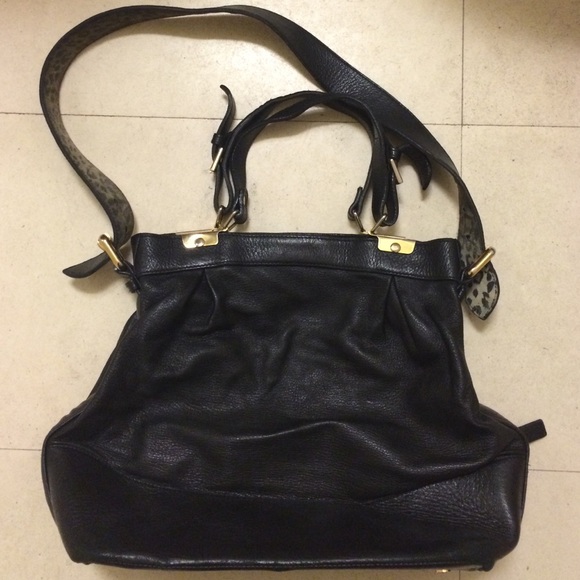 Leather bag leopard trim